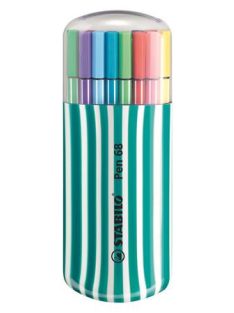   Rostirón készlet, 1 mm, türkiz tok, STABILO "Pen 68 Zebrui", 20 különböző szín (TST682025)