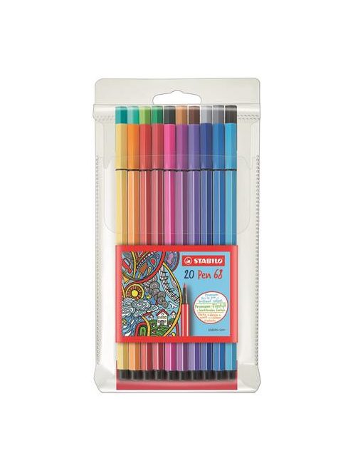 Rostirón készlet, 1 mm, STABILO "Pen 68", 20 különböző szín (TST6820PL)