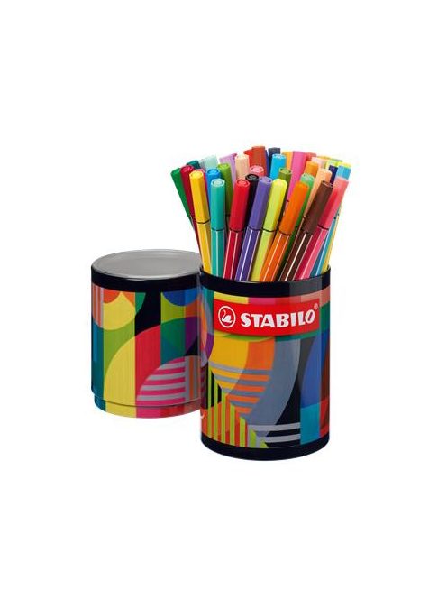 Rostirón készlet, hengeres fém doboz, 1 mm, STABILO "Pen 68 ARTY", 45 különböző szín (TST6845220)