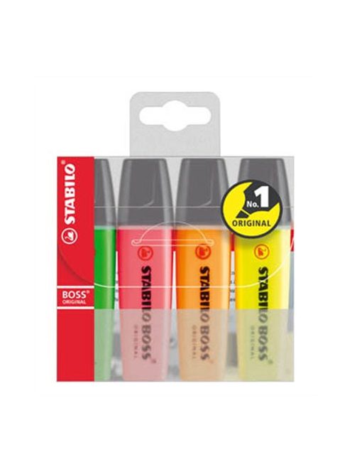 Szövegkiemelő készlet, 2-5 mm, STABILO "BOSS original", 4 különböző szín (TST704)