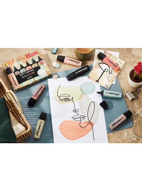 Szövegkiemelő, 2-5 mm, STABILO "BOSS original NatureColors", 4 különböző szín (TST70425)