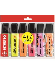   Szövegkiemelő készlet, 2-5 mm, STABILO "Boss Original ", 4+2 különböző szín (TST70660080)