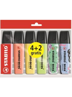   Szövegkiemelő készlet, 2-5 mm, STABILO "Boss Original", 4+2 különböző pasztell szín (TST70660082)