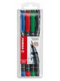   Alkoholos marker készlet, 0,4 mm, STABILO "OHPen S", 4 különböző szín (TST841V4)