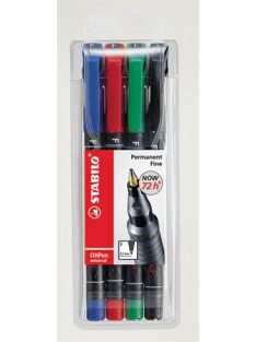   Alkoholos marker készlet, 0,7 mm, STABILO "OHPen F", 4 különböző szín (TST842V4)