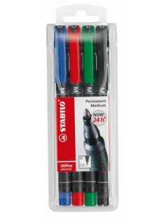   Alkoholos marker készlet, 1 mm, STABILO "OHPen M", 4 különböző szín (TST843V4)
