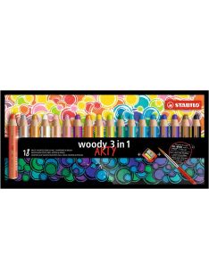   Színes ceruza készlet, kerek, vastag, STABILO "Woody ARTY 3 in 1", 18 különböző szín (TST880181)