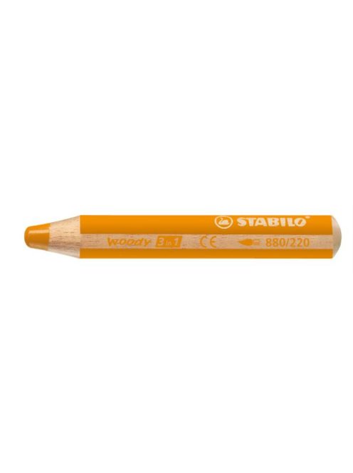 Színes ceruza, kerek, vastag, STABILO "Woody 3 in 1", narancssárga (TST880220)