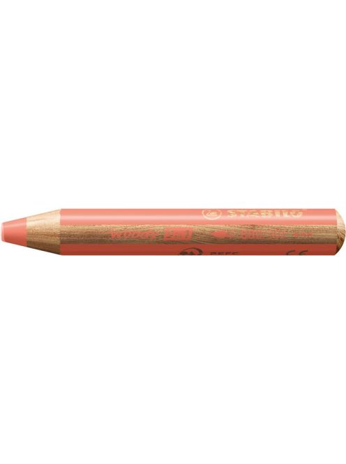Színes ceruza, kerek, vastag, STABILO "Woody 3 in 1 Pastel", pasztell piros (TST880301)