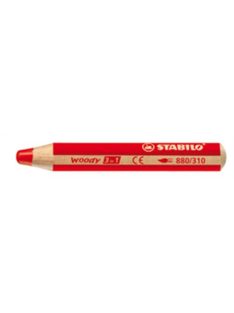   Színes ceruza, kerek, vastag, STABILO "Woody 3 in 1", piros (TST880310)
