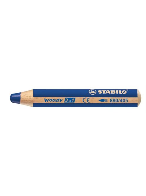 Színes ceruza, kerek, vastag, STABILO "Woody 3 in 1", ultramarin (TST880405)