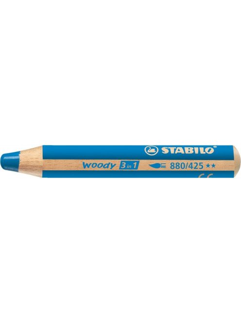 Színes ceruza, kerek, vastag, STABILO "Woody 3 in 1", kék (TST880425)