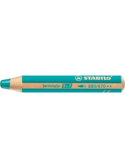 Színes ceruza, kerek, vastag, STABILO "Woody 3 in 1", türkiz (TST880470)
