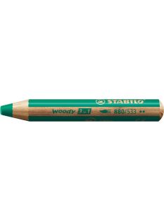   Színes ceruza, kerek, vastag, STABILO "Woody 3 in 1", sötétzöld (TST880533)