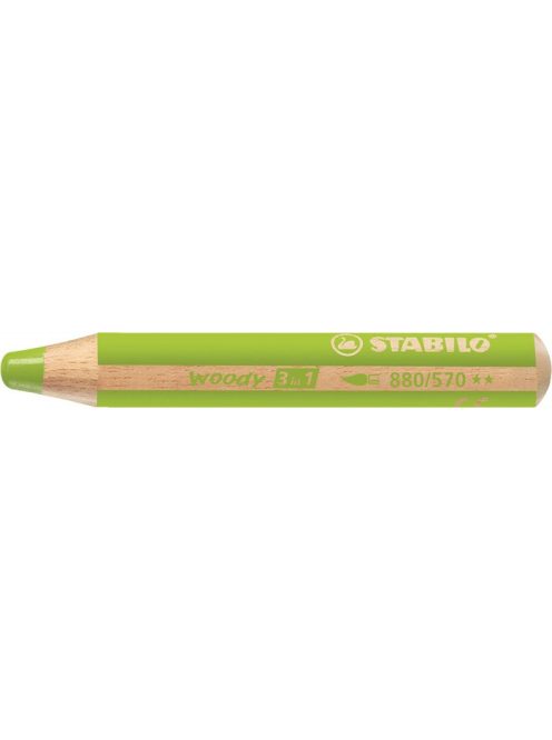 Színes ceruza, kerek, vastag, STABILO "Woody 3 in 1", világoszöld (TST880570)