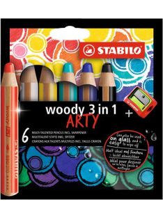   Színes ceruza készlet, kerek, vastag, STABILO "Woody ARTY 3 in 1", 6 különböző szín (TST88061)