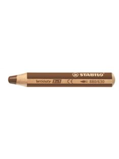   Színes ceruza, kerek, vastag, STABILO "Woody 3 in 1", barna (TST880630)