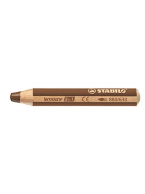 Színes ceruza, kerek, vastag, STABILO "Woody 3 in 1", barna (TST880630)