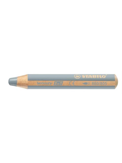 Színes ceruza, kerek, vastag, STABILO "Woody 3 in 1", ezüst (TST880805)
