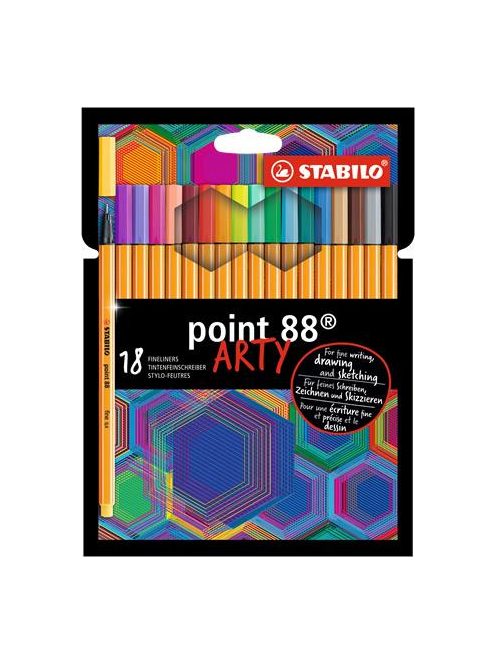 Tűfilc készlet, 0,4 mm, STABILO "Point 88 ARTY", 18 különböző szín (TST8818120)