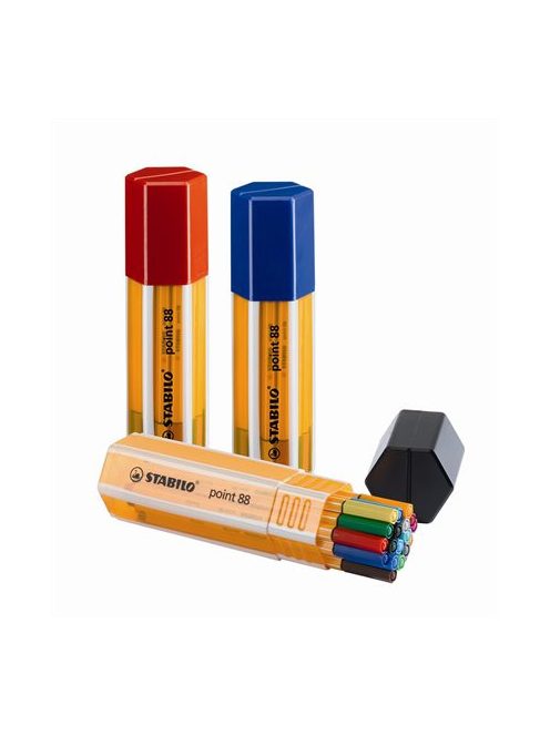 Tűfilc készlet, 0,4 mm, STABILO "Point 88 Big Point Box", 20 különböző szín (TST88201)