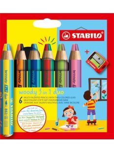   Színes ceruza készlet, STABILO "Woody 3 in 1 duo", 6 dupla vegyes szín (TST88262)