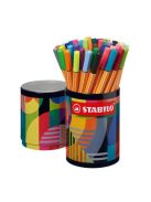 Tűfilc készlet, hengeres fém doboz, 0,4 mm, STABILO "point 88 ARTY", 45 különböző szín (TST8845220)