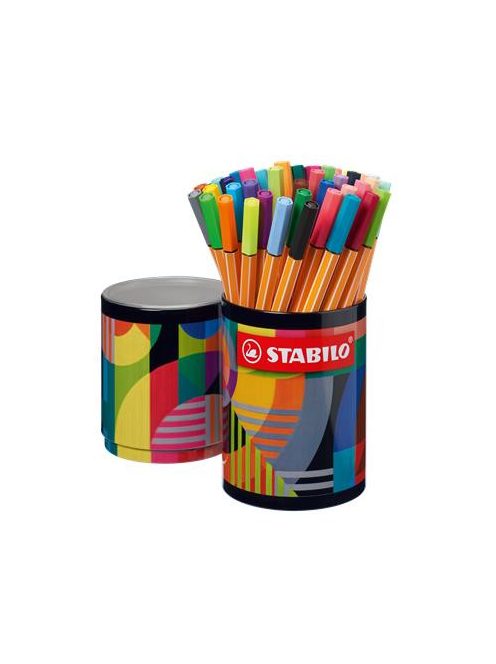 Tűfilc készlet, hengeres fém doboz, 0,4 mm, STABILO "point 88 ARTY", 45 különböző szín (TST8845220)