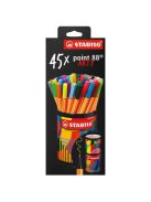 Tűfilc készlet, hengeres fém doboz, 0,4 mm, STABILO "point 88 ARTY", 45 különböző szín (TST8845220)