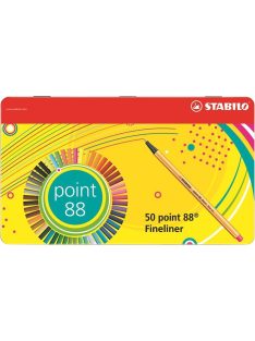   Tűfilc készlet, 0,4 mm, fém doboz, STABILO "Point 88", 47+3 különböző szín (TST88506)