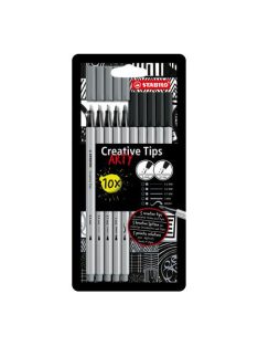   Tűfilc készlet, STABILO "Creative Tips ARTY", fekete, szürke, 5 különböző vastagság (TST8910120)