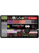 Tűfilc készlet, fém doboz, STABILO "Creative Tips ARTY", 6 különböző pasztell szín, 5 különböző vastagság (TST89306220)