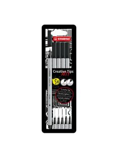   Tűfilc készlet, STABILO "Creative Tips ARTY", fekete, 5 különböző vastagság (TST895120)
