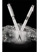 Golyóstoll, fehér, középen fehér SWAROVSKI® kristállyal töltve, 14cm, ART CRYSTELLA® (TSWGK201)