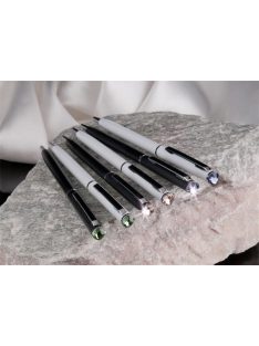   Golyóstoll, fehér "SLIM", peridot zöld SWAROVSKI® kristállyal, 13 cm, ART CRYSTELLA® (TSWGS553)