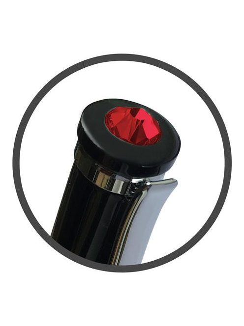 Golyóstoll, fekete, "Rimini", light siam piros SWAROVSKI® kristállyal, 14 cm, ART CRYSTELLA® (TSWXGF459)