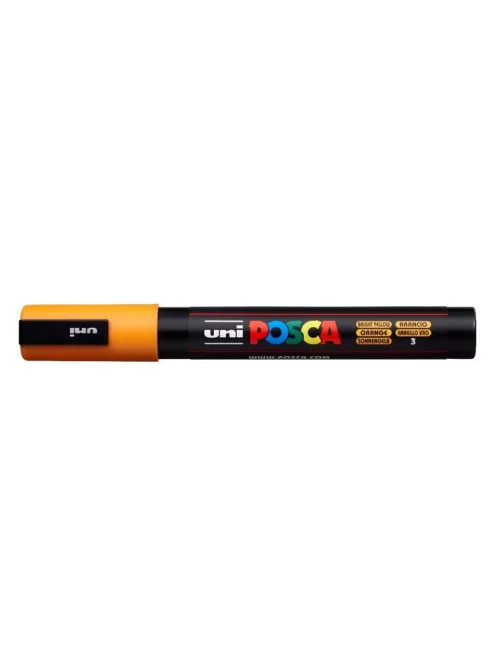Dekormarker, 1,8-2,5 mm, UNI "Posca PC-5M", ragyogó sárga (TUPC5MRS)