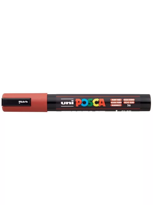 Dekormarker, 1,8-2,5 mm, UNI "Posca PC-5M", rubin vörös (TUPC5MRV)