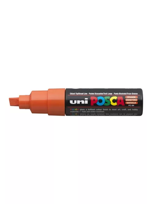 Dekormarker, 8 mm, vágott, UNI "Posca PC-8K", narancssárga (TUPC8KN)