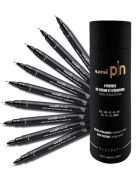 Rajzmarker készlet, UNI PIN "Tube", 9 különböző vonalvastagság, fekete (TUPINTUBE)