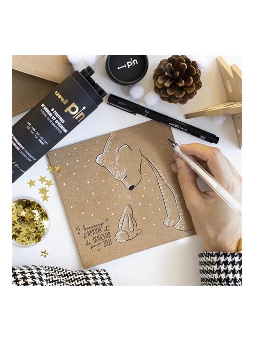 Rajzmarker készlet, UNI PIN "Tube", 9 különböző vonalvastagság, fekete (TUPINTUBE)