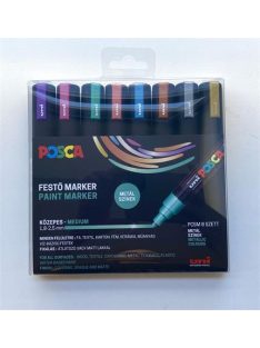   Dekormarker készlet, 1,8-2,5 mm, UNI "Posca PC-5M", 8 különböző metál szín (TUPWE5M8DBMETAL)