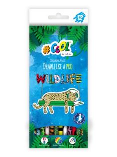   Színes ceruza készlet, háromszögletű, COOL BY VICTORIA "Wildlife", 12 különböző szín (TVC003)