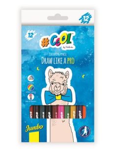   Színes ceruza készlet, háromszögletű, vastag, COOL BY VICTORIA, 12 különböző szín (TVC005)