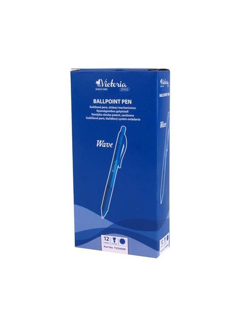 Golyóstoll, 0,5 mm, nyomógombos, VICTORIA OFFICE, „Wave”, kék (TVI3000K)
