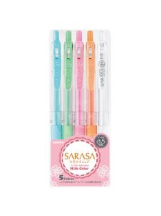   Zseléstoll készlet, 0,33 mm, nyomógombos, ZEBRA "Sarasa Clip Milk", 5 vegyes pasztell szín (TZ17270)