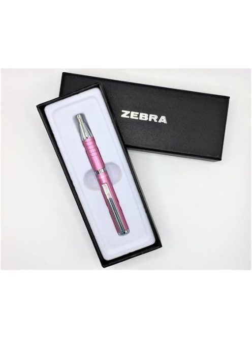 Golyóstoll, 0,24 mm, teleszkópos, metál pink tolltest, ZEBRA "SL-F1", kék (TZ23467)