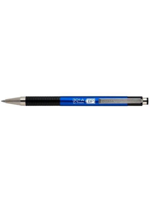 Golyóstoll, 0,24 mm, nyomógombos, kék tolltest, ZEBRA "F-301 A", kék (TZ26342)