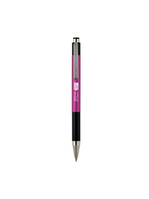 Golyóstoll, 0,24 mm, nyomógombos, rózsaszín tolltest, ZEBRA "F-301 A", kék (TZ26347)