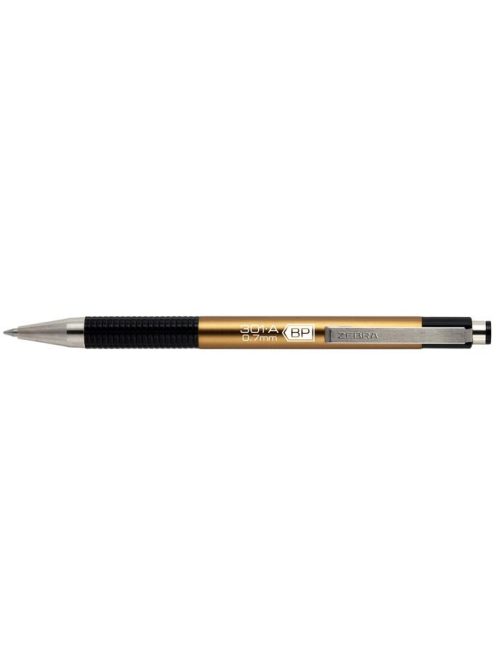 Golyóstoll, 0,24 mm, nyomógombos, arany színű tolltest, ZEBRA "F-301 A", kék (TZ26348)